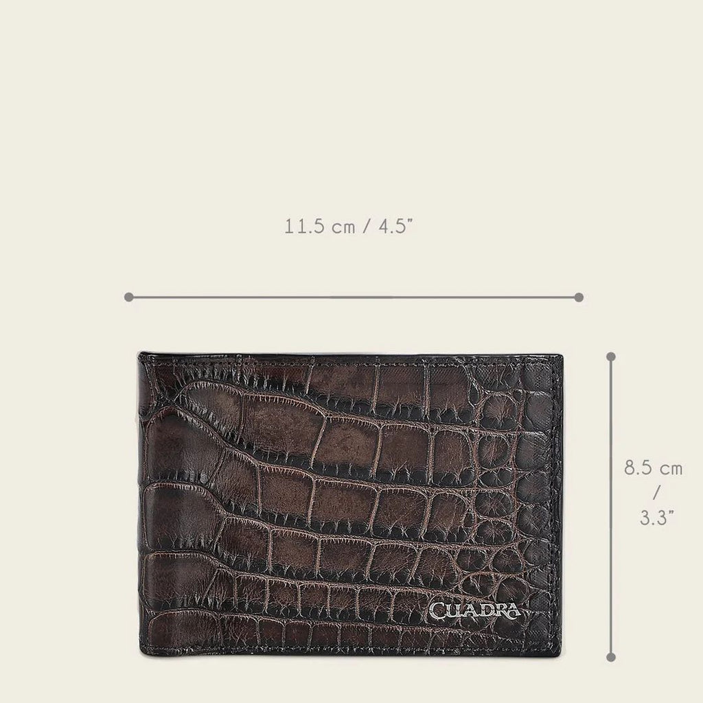 Cuadra Luxo Moka Genuine Alligator Leather Bifold Wallet - BC029AL/DU713