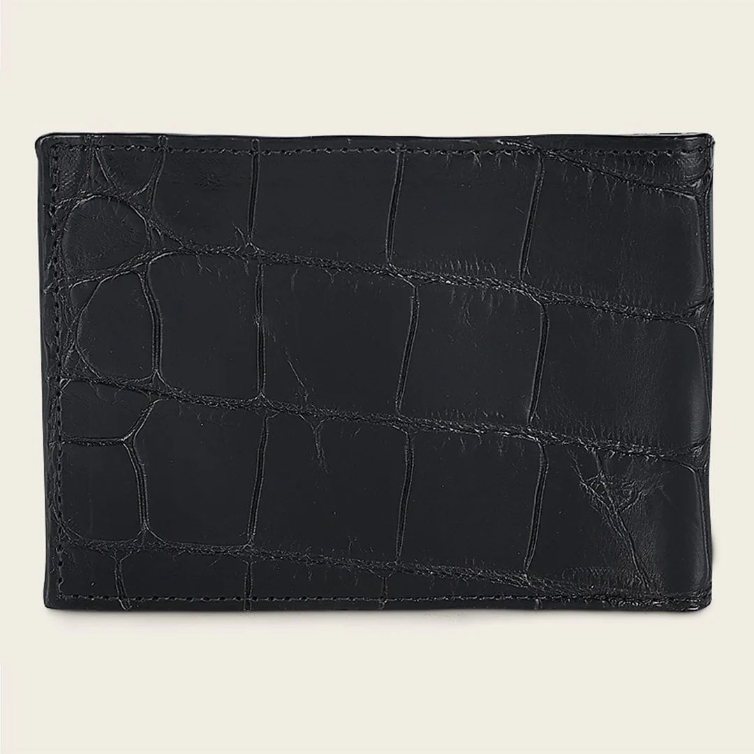 Cuadra Plun Black Genuine Alligator Leather Bifold Wallet - BC029AL/DU711