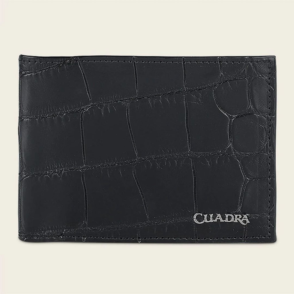 Cuadra Plun Black Genuine Alligator Leather Bifold Wallet - BC029AL/DU711