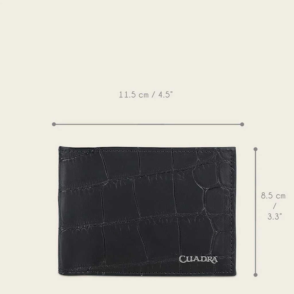 Cuadra Plun Black Genuine Alligator Leather Bifold Wallet - BC029AL/DU711