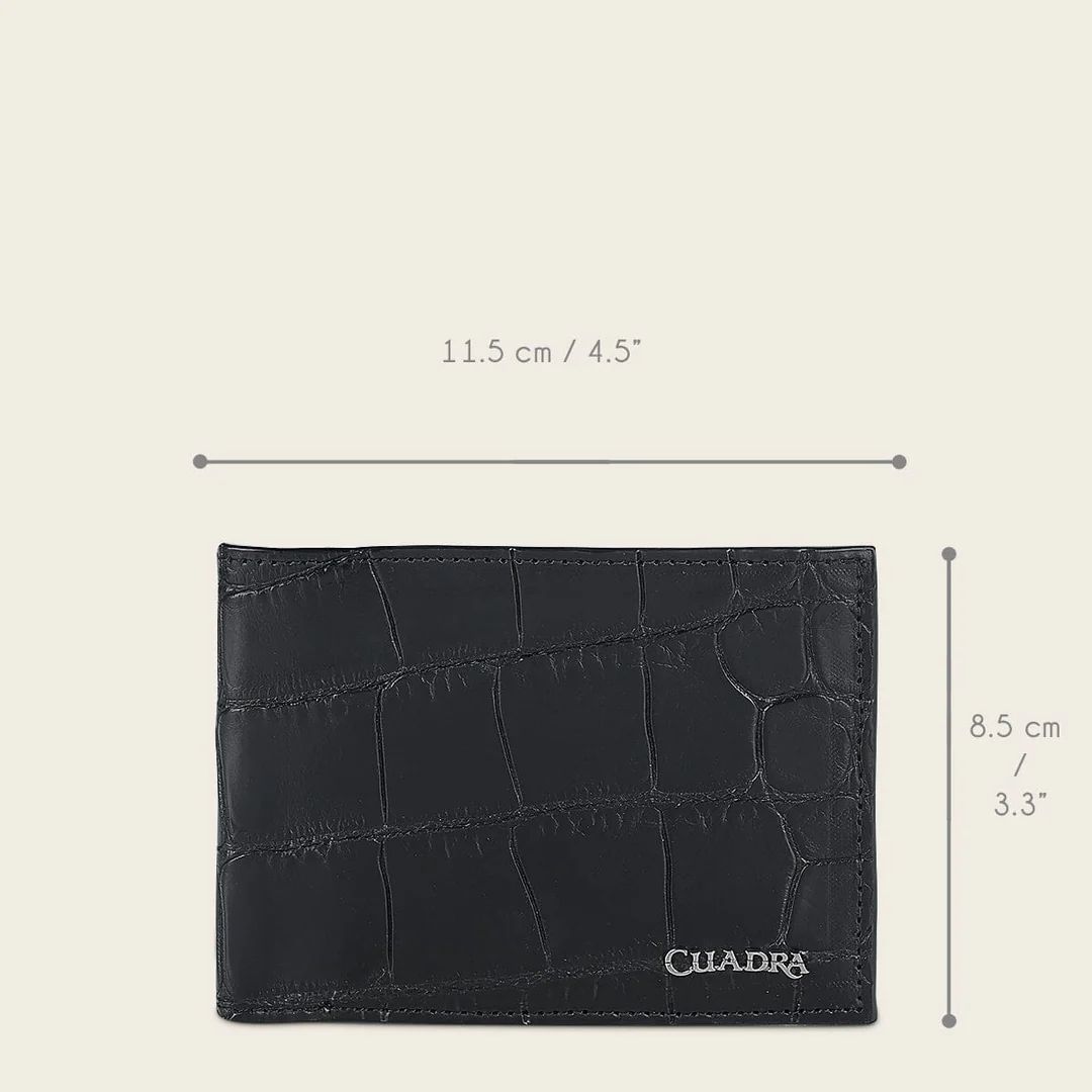 Cuadra Plun Black Genuine Alligator Leather Bifold Wallet - BC029AL/DU711