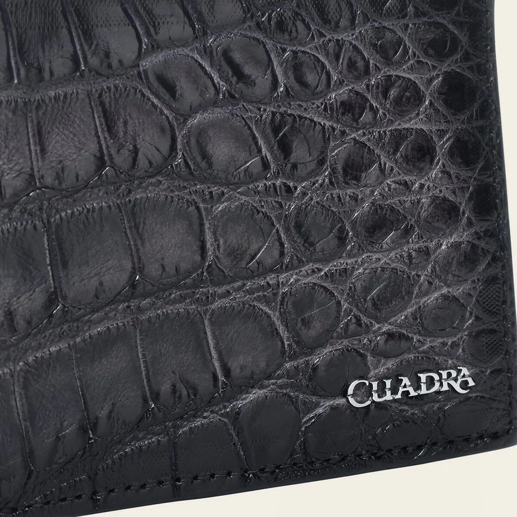 Cuadra Black/Manha Gray Genuiune Alligator Leather Bifold Wallet  - BC030AL/DU714