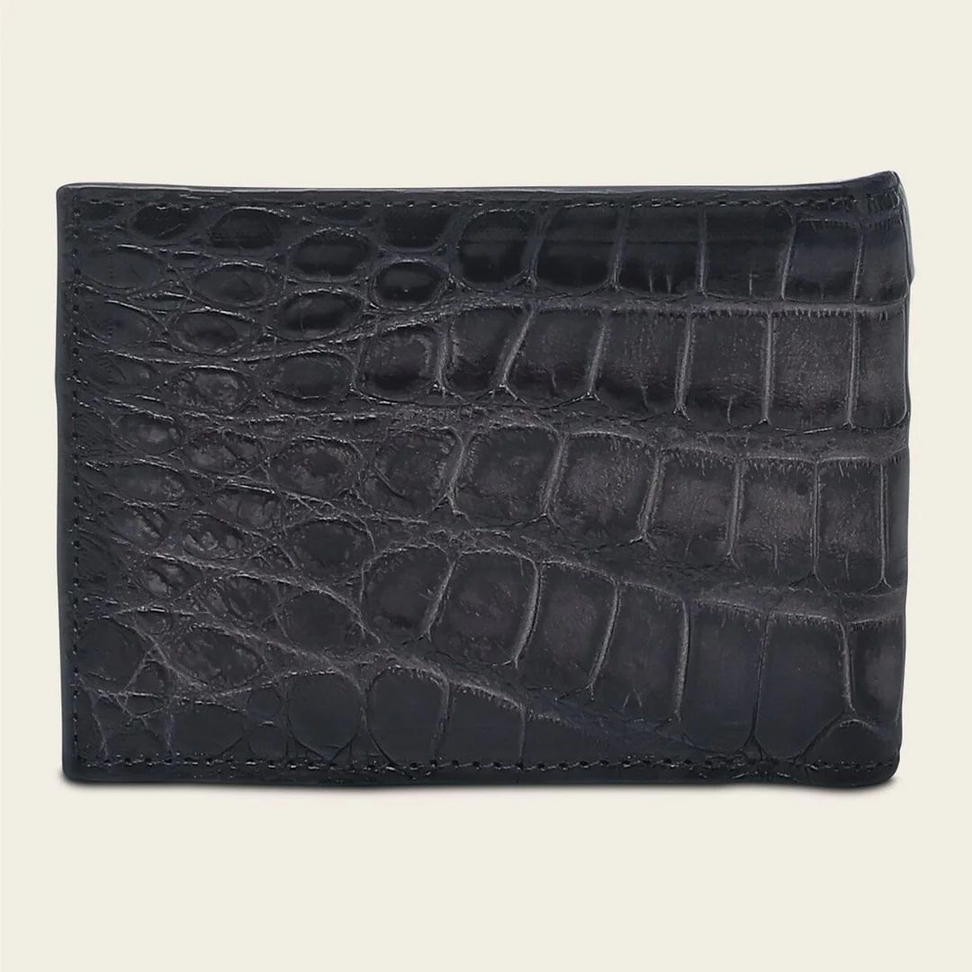 Cuadra Black/Manha Gray Genuiune Alligator Leather Bifold Wallet  - BC030AL/DU714