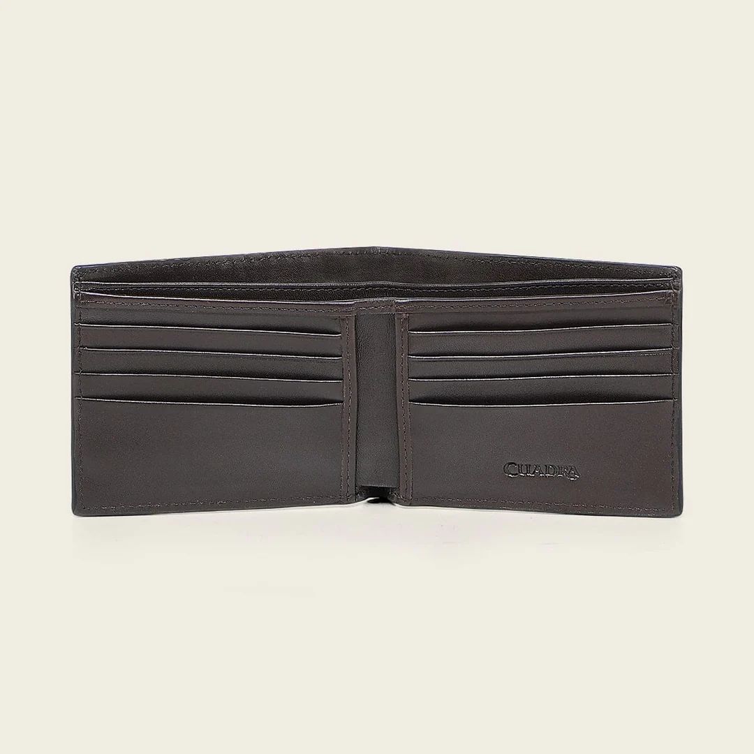 Cuadra Plunge Black Genuine Bovine/Caiman Fuscus Leather Bifold Wallet - BC042FY/DU720