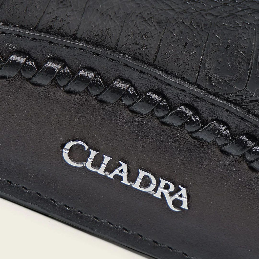 Cuadra Plunge Black Genuine Bovine/Caiman Fuscus Leather Bifold Wallet - BC042FY/DU720
