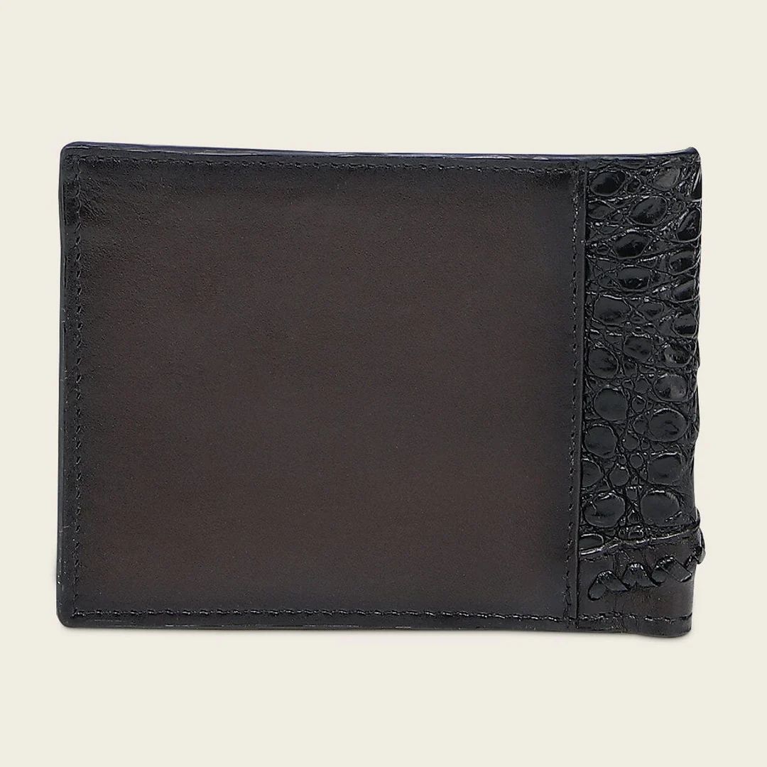 Cuadra Plunge Black Genuine Bovine/Caiman Fuscus Leather Bifold Wallet - BC042FY/DU720