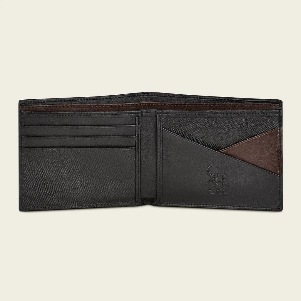 Cuadra Black Genuine Fuscus Leather Bifold Wallet with Detachable Card Holder - BC000FL/DU509