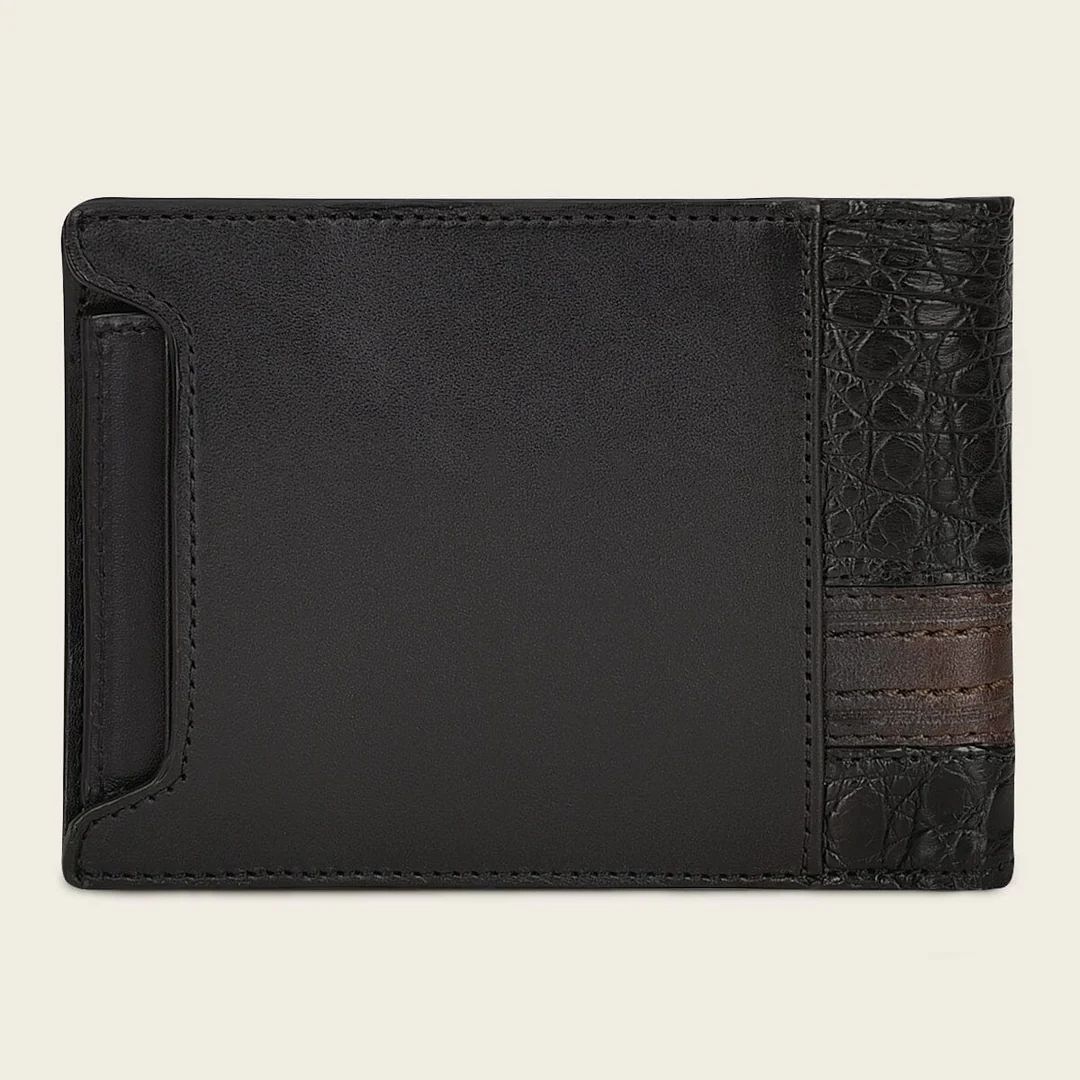 Cuadra Black Genuine Fuscus Leather Bifold Wallet with Detachable Card Holder - BC000FL/DU509