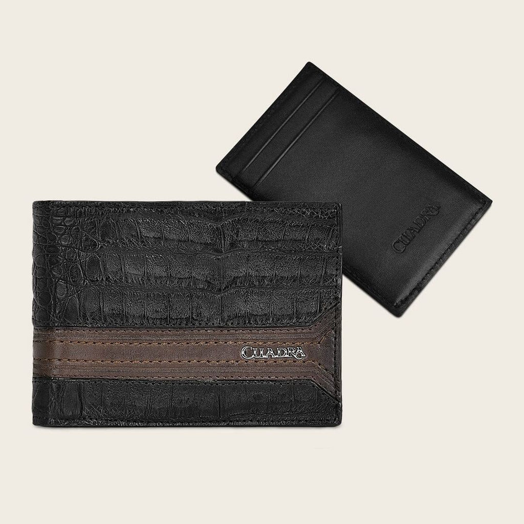 Cuadra Black Genuine Fuscus Leather Bifold Wallet with Detachable Card Holder - BC000FL/DU509