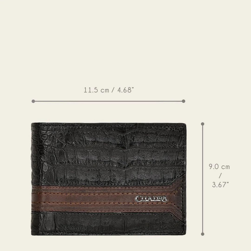 Cuadra Black Genuine Fuscus Leather Bifold Wallet with Detachable Card Holder - BC000FL/DU509