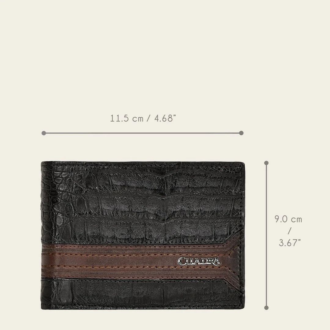 Cuadra Black Genuine Fuscus Leather Bifold Wallet with Detachable Card Holder - BC000FL/DU509