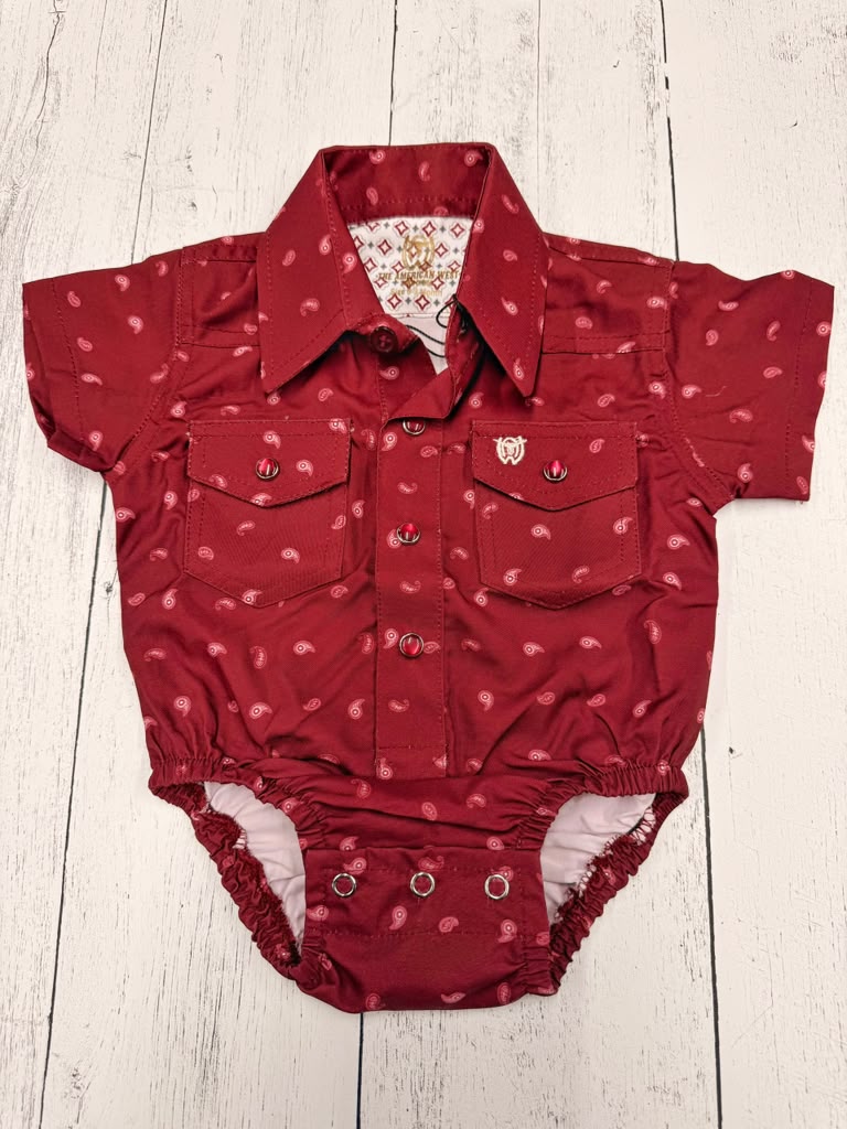 Kids Cowboy Paisley Romper Half Sleeve Printed 120RH24