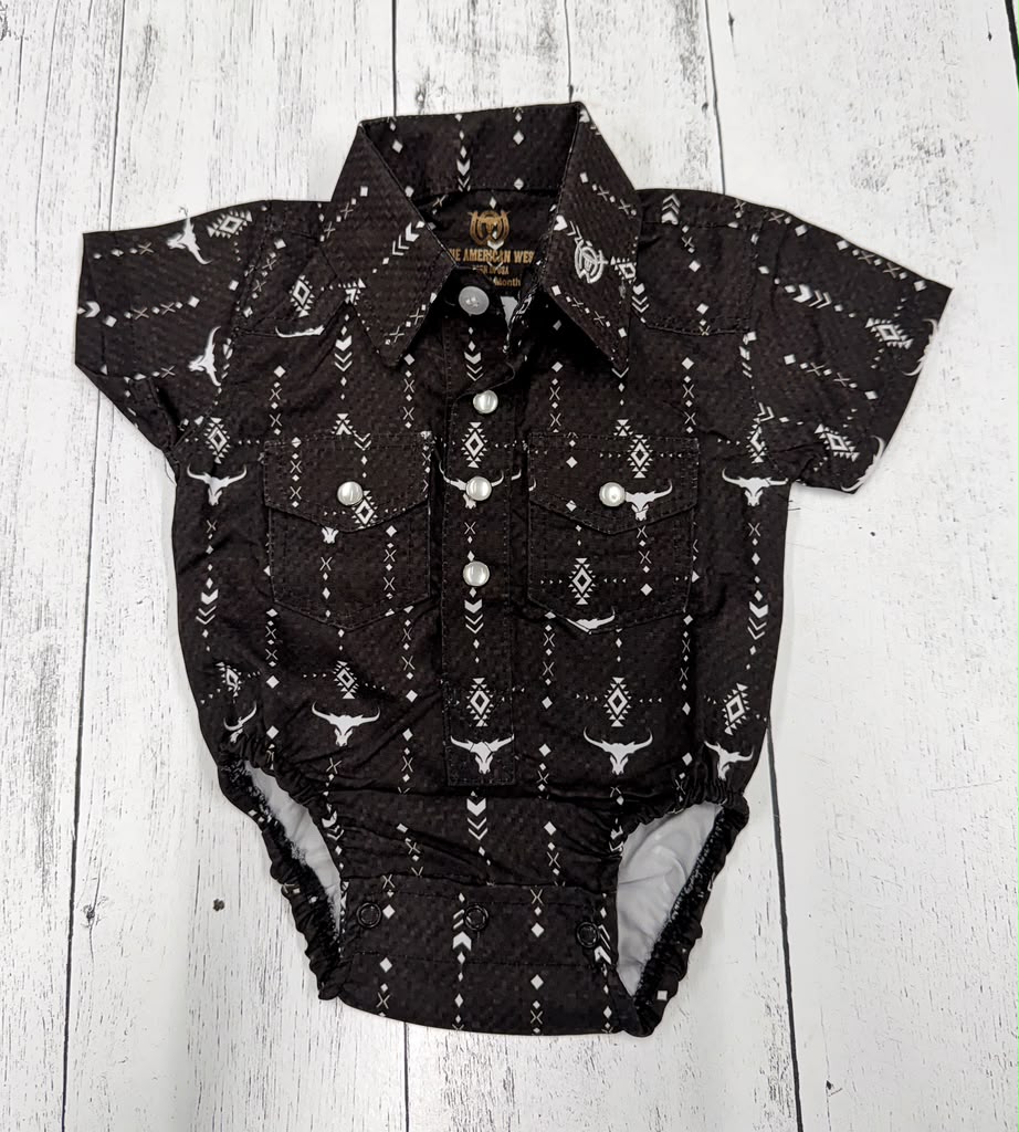 Kids Longhorn Roundup Romper Half Sleeve Printed 301RH25