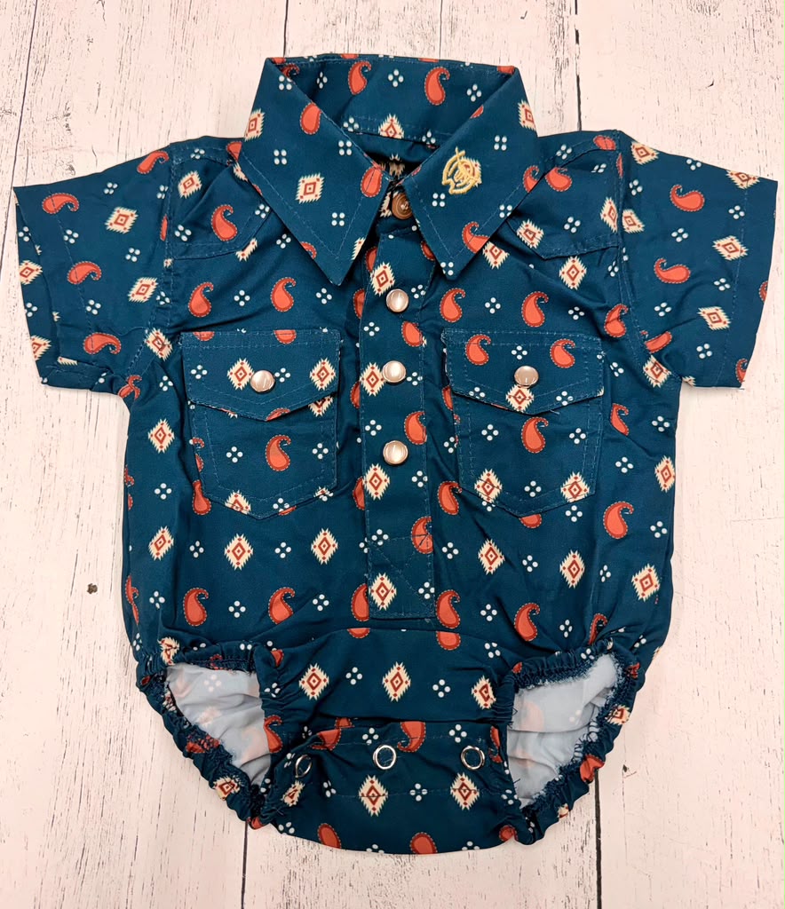 Kids Mesquite Trail Romper Half Sleeve Printed 134RH24