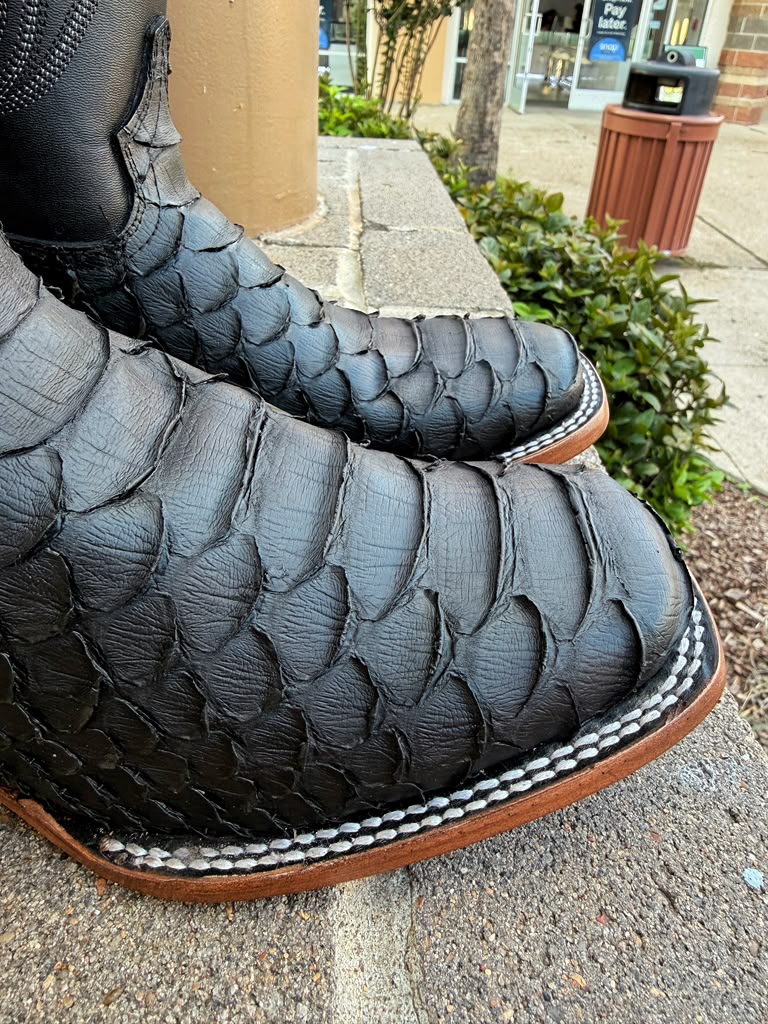 Reywelt Men's Jumbo Cabreta Bronce Black Leather Python Boots 073 PTBZ*C L-57310