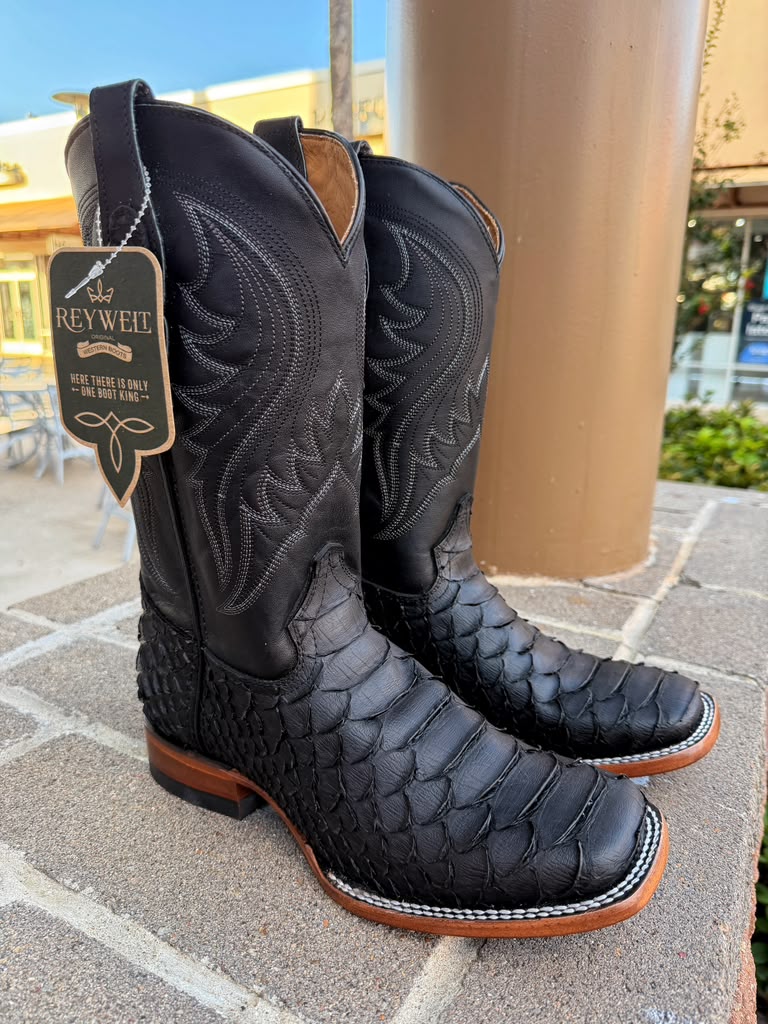 Reywelt Men's Jumbo Cabreta Bronce Black Leather Python Boots 073 PTBZ*C L-57310