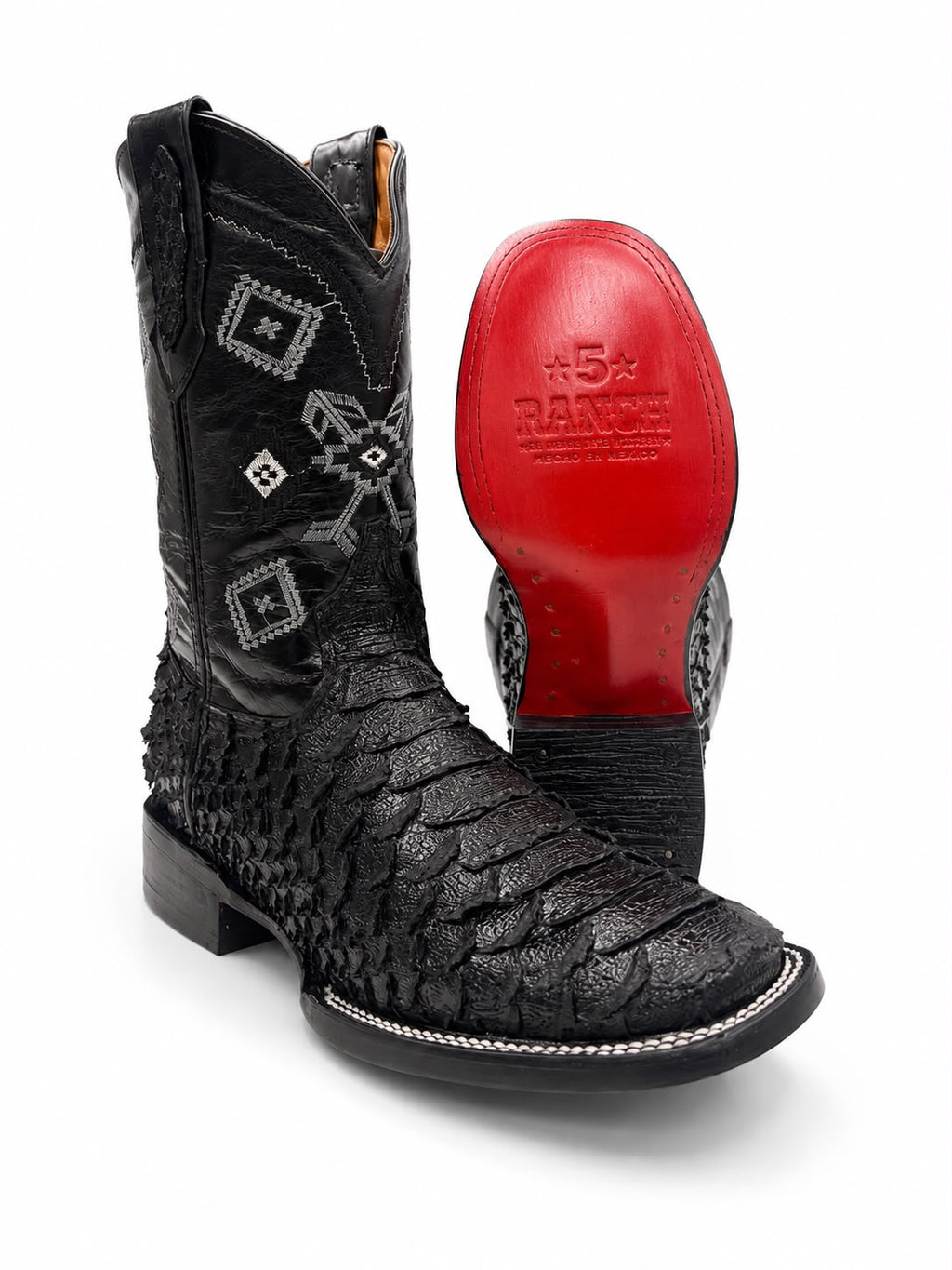 5 Ranch Men's GB Black Python with Red Bottom