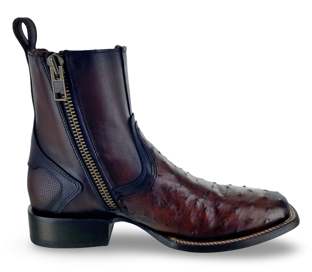 Cuadra Mens Coffee Genuine Ostrich Chelsea Boots CU888