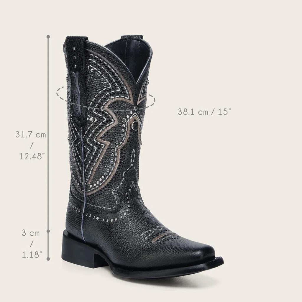 Cuadra Women's Black Bovine Leather Rodeo Boots 1F3XRS