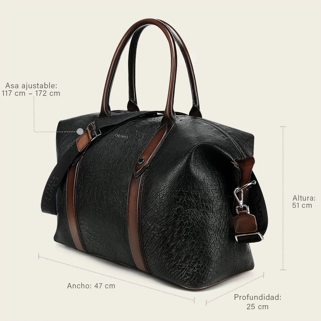 CUADRA | Genuine Black/Honey Ostrich Belly & Bovine Leather Briefcase BOC52AV
