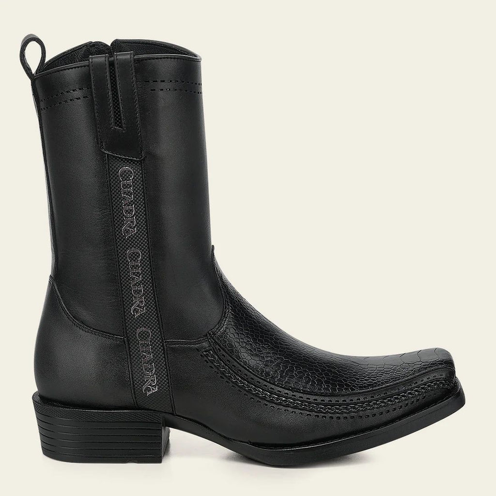 Cuadra Urban Black Boot in Genuine Ostrich Leg Leather for Men 1J4JAP CC299