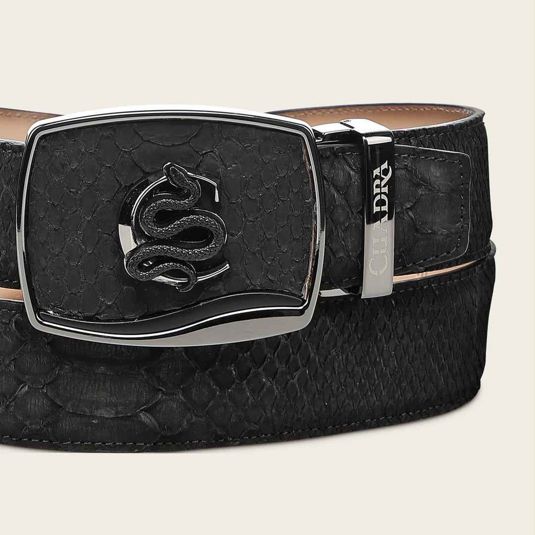Cuadra Men's Belt Black Python Back Nubuck Black BC483/CV519PH