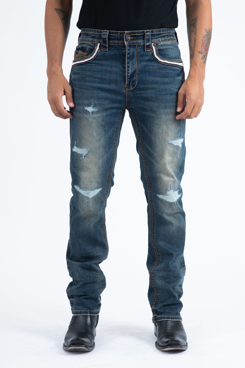 Mens Slim Boot Cut Triple Stitch Signature Pocket Denim Pants