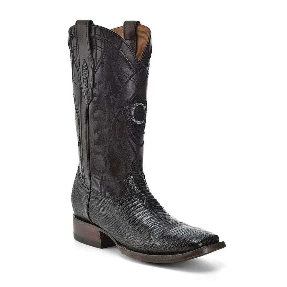 Cuadra Mens Lizard Teju Black Leather Boots 3Z1OLT