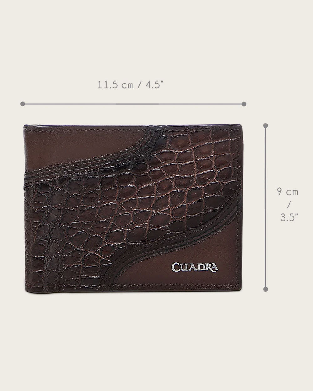 Cuadra Luxo Moka Geniune Alligator Leather Bifold Wallet - BC041AL/DU718