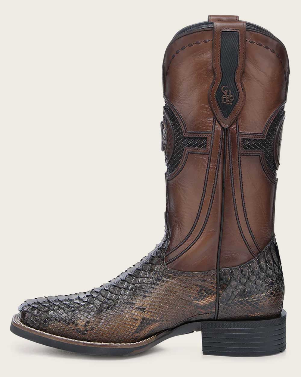 Cuadra Mens Coffee Maverick Python Back Boots CU978-L