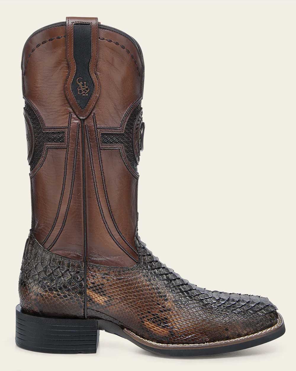 Cuadra Mens Coffee Maverick Python Back Boots CU978-L