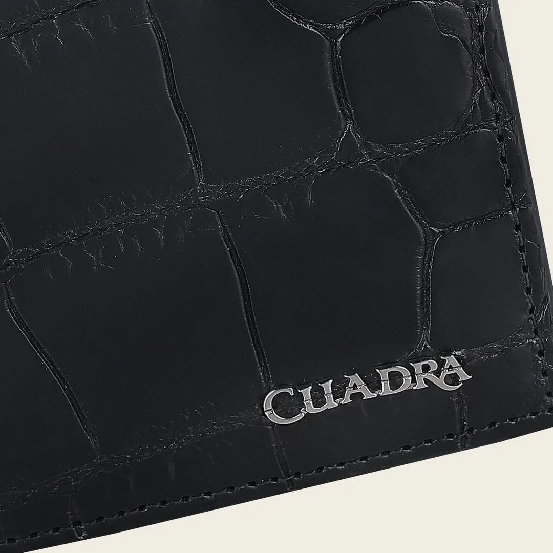 Cuadra Plun Black Genuine Alligator Leather Bifold Wallet - BC029AL/DU711