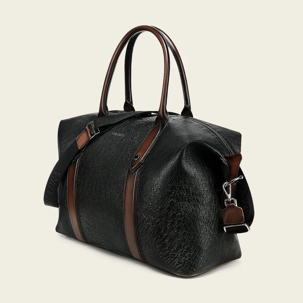 CUADRA | Genuine Black/Honey Ostrich Belly & Bovine Leather Briefcase BOC52AV