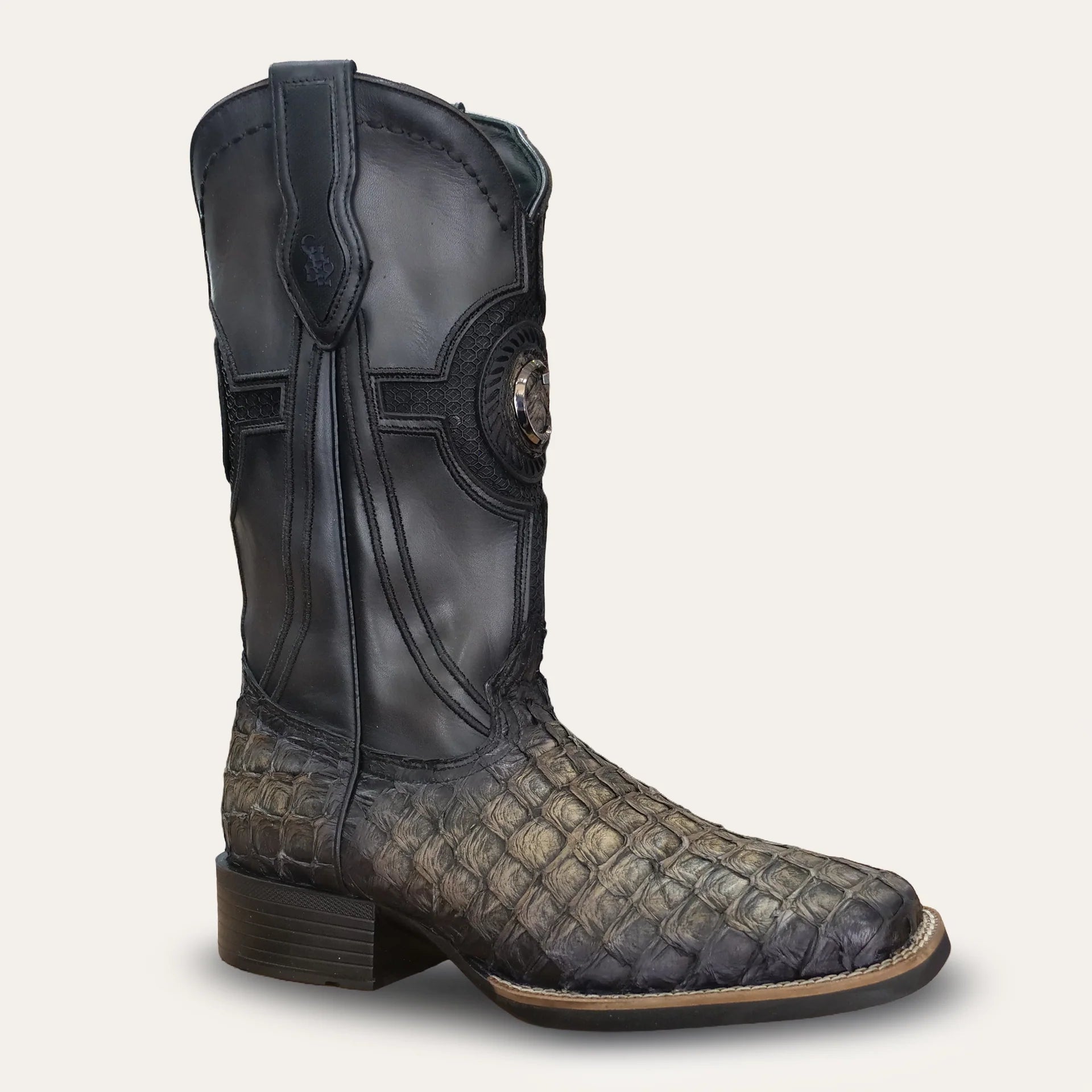 Cuadra Genuine Black Pirarucu Leather Cowboy Boot for Men 3Z2YPI/CU979-L