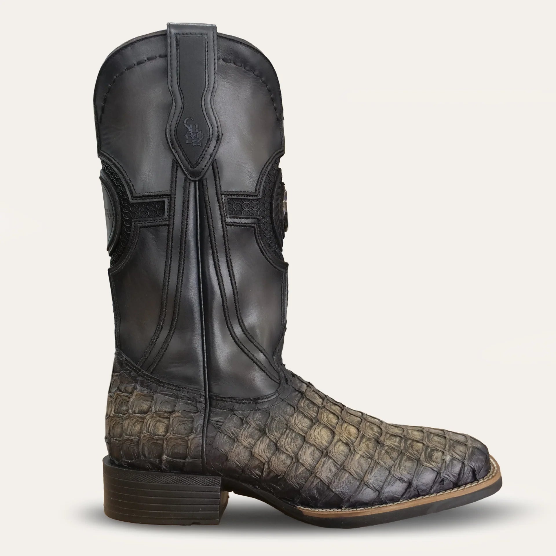 Cuadra Genuine Black Pirarucu Leather Cowboy Boot for Men 3Z2YPI/CU979-L