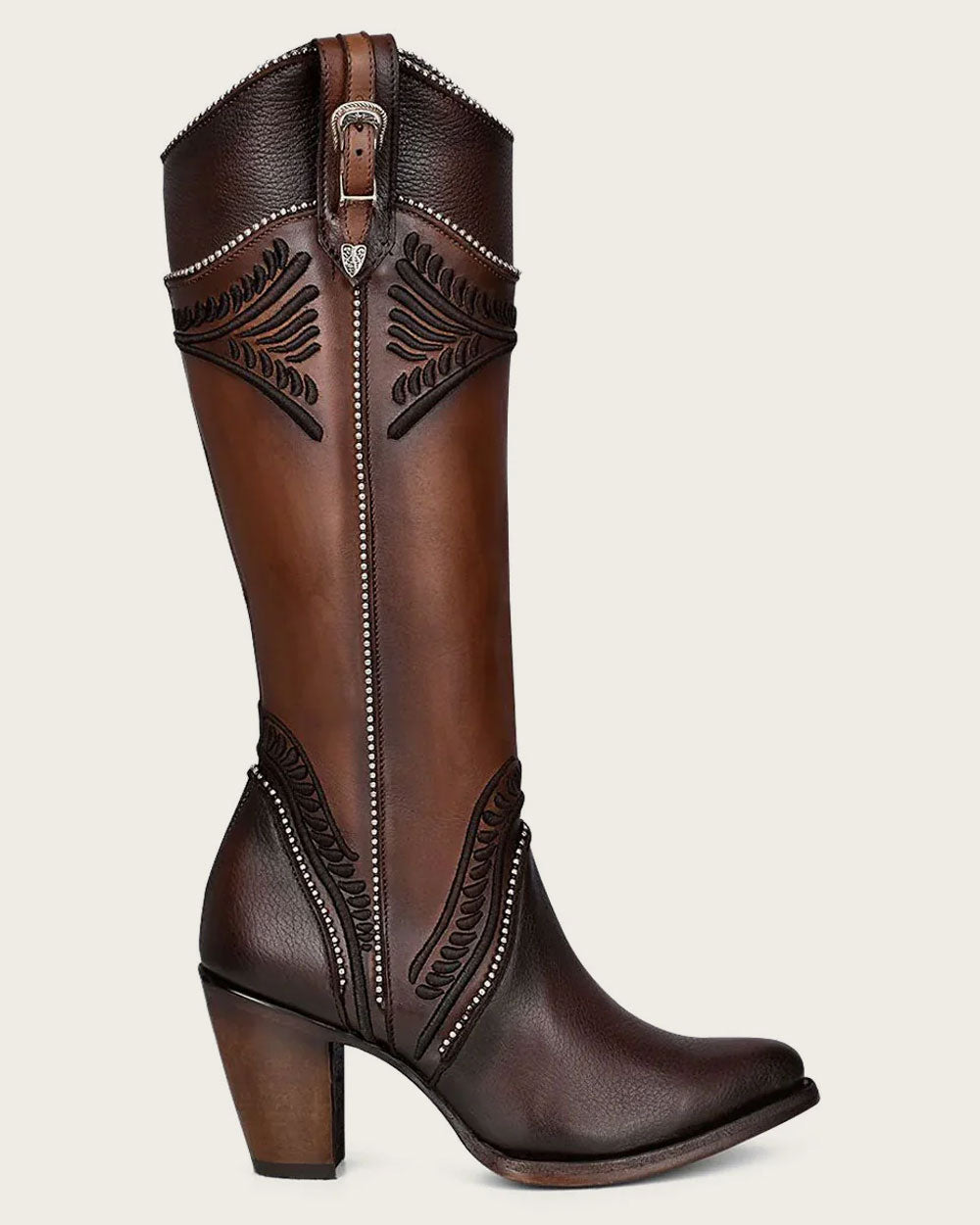 Cuadra Wmns Tall Boots Hand painted embroidered honey leather 3F82RS