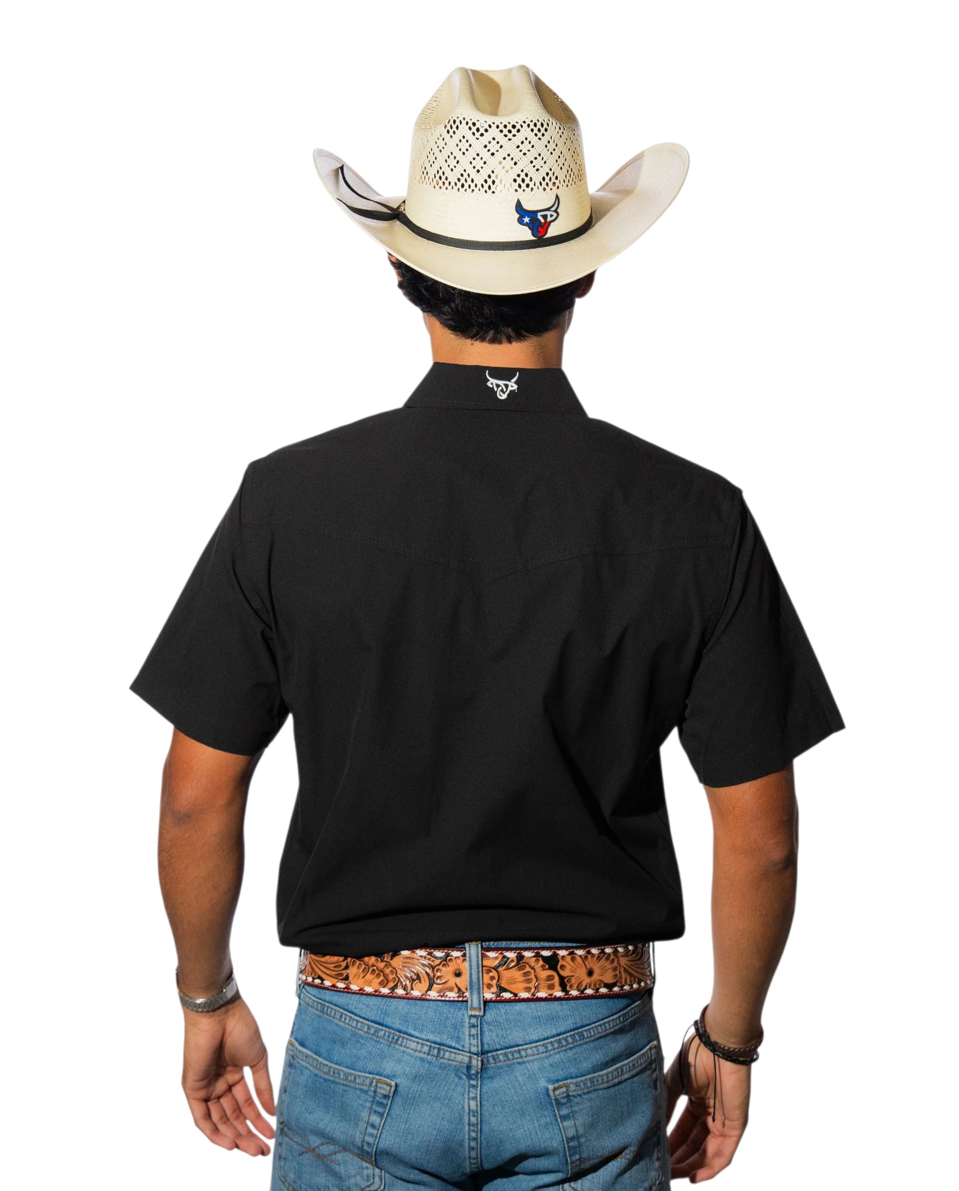 Lost Calf Men's-Black Button Down - Short Sleeve Shirt