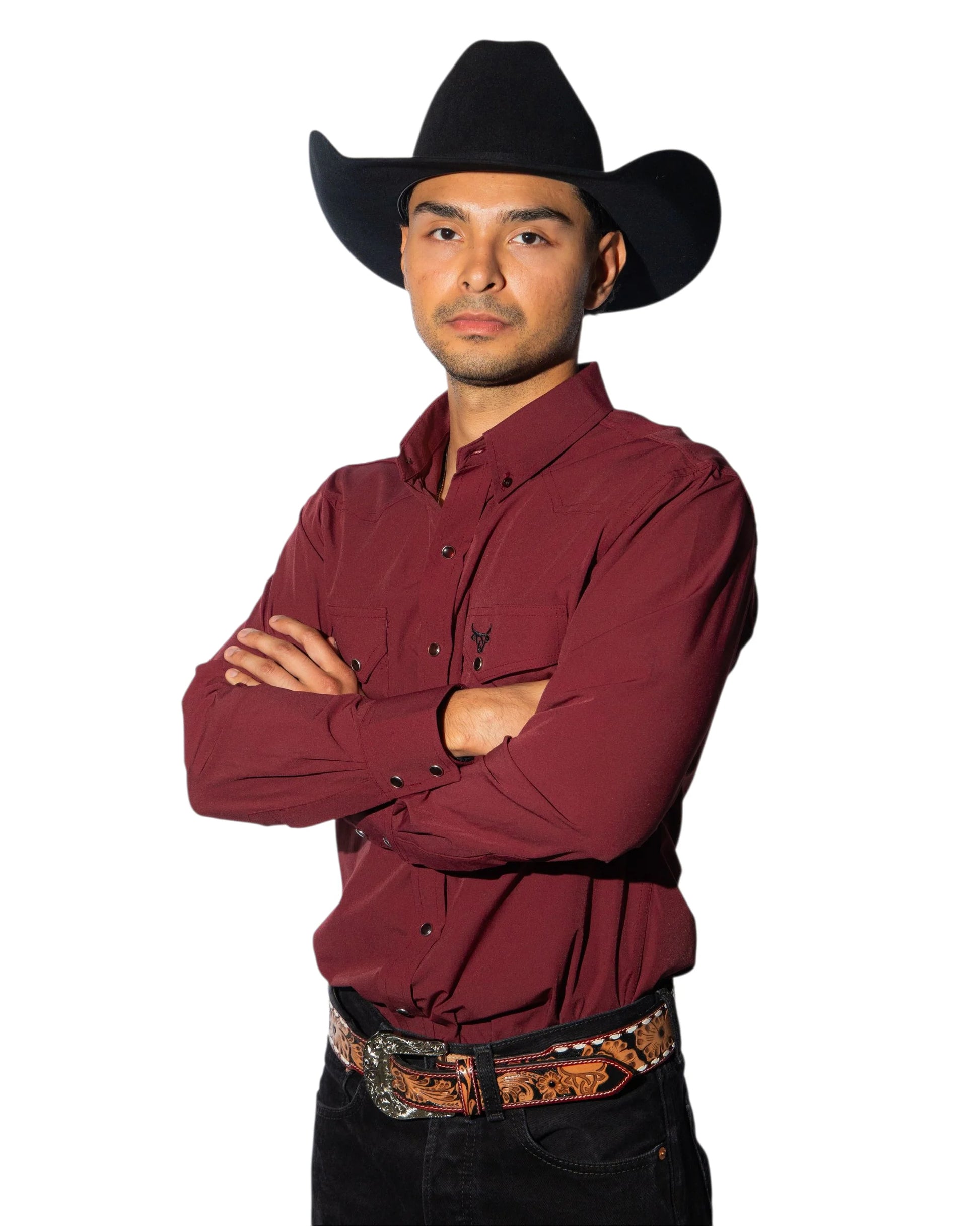 Lost Calf - Maroon Button Down - Long Sleeve Shirt