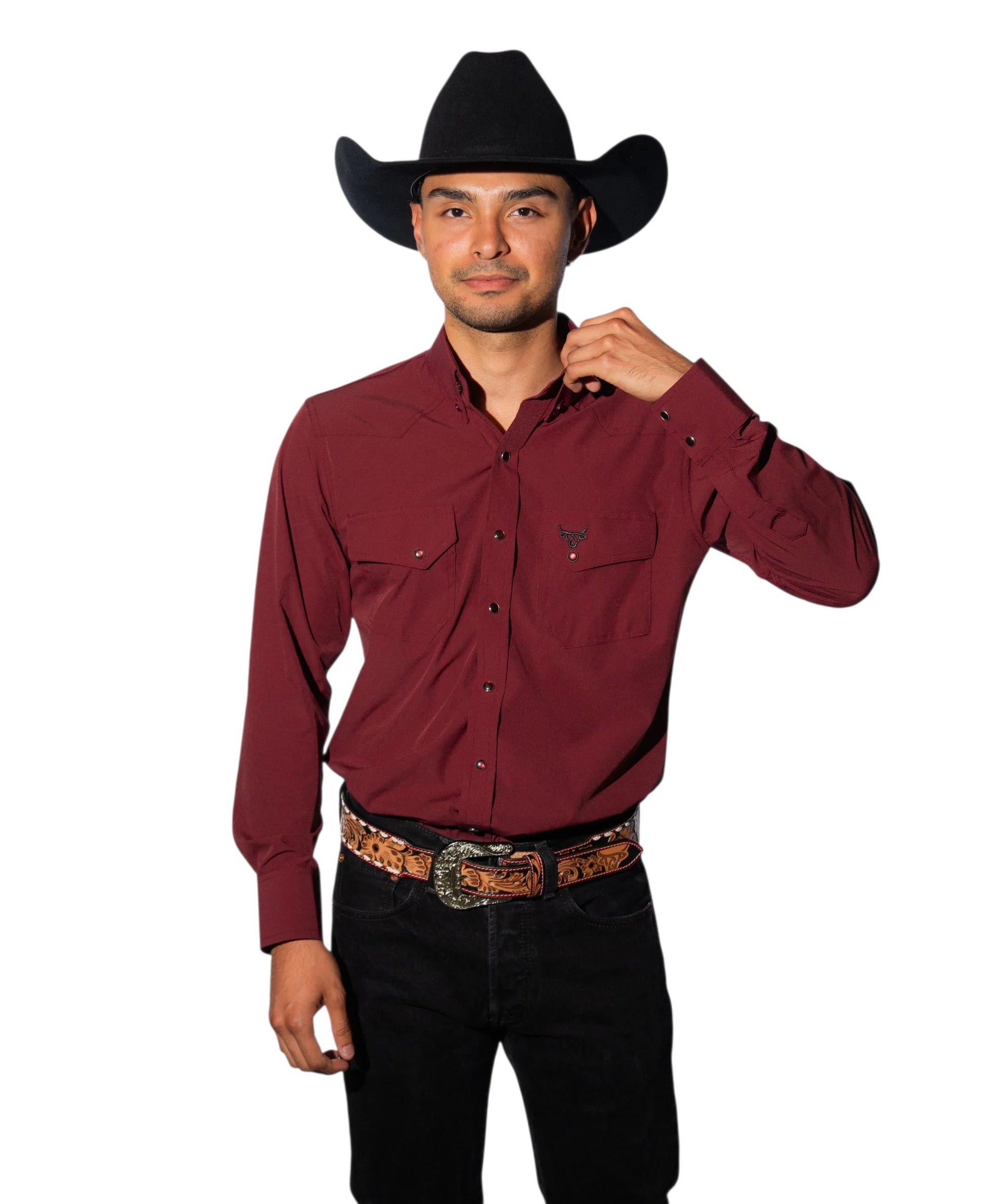 Lost Calf - Maroon Button Down - Long Sleeve Shirt